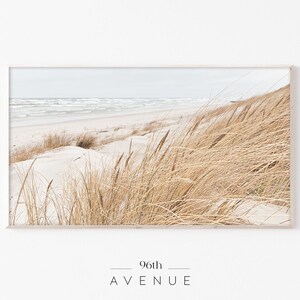 Samsung Frame TV-konst | Strandgräskonst | Kustkonst för TV | The Frame TV-konst | Digital konst för TV | Kustlandskap | Strand-TV-konst med ram