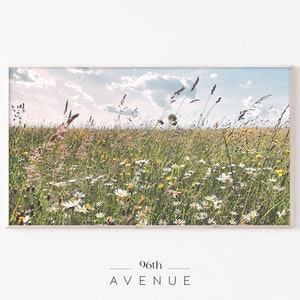 Samsung Frame Tv Art Printemps | Champ de fleurs | Cadre d'art pour télévision | Art botanique TV | Art numérique pour la télévision | Prairie printanière | Samsung Art Tv