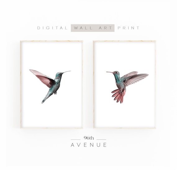 Hummingbird Wall Art |Set Of 2 Prints |Hummingbird Photography |Nursery Decor | Printable Bird Art |Abstract Animal Art |Downloadable Art