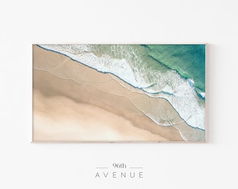 Ocean Waves Frame TV Art | Aerial Beach Art For Frame TV | Ocean TV Art | Tropical Tv Screen | Digital Download   #2673