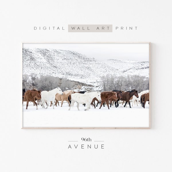 Winter Horses Wall Art | Horse Photography | Instant Download | Farmhouse Decor