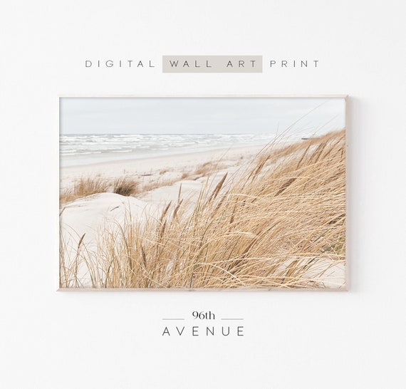 Printable Neutral Beach Grass Print | Coastal Landscape Wall Art | Digital Art Print Instant Download