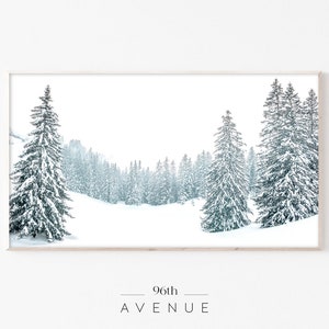 Frame TV Art | Winter Forest Wall Art | Samsung Frame TV Art | The Frame Tv | Snowy Trees Art | Winter Decor | Download Digital Art for Tv