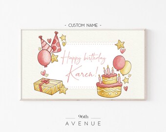 Diseño personalizado para Samsung Frame TV con nombre de feliz cumpleaños / Samsung Art TV / Descarga digital