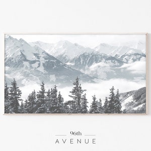 Samsung Frame TV Art | Snowy Mountain Landscape Digital Art For TV | Instant Download