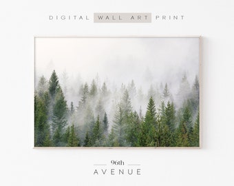 Forest Print | Foggy Nature Poster | Nordic Photography | Misty Forest Photo | Foggy Landscape | Printable Wall Art