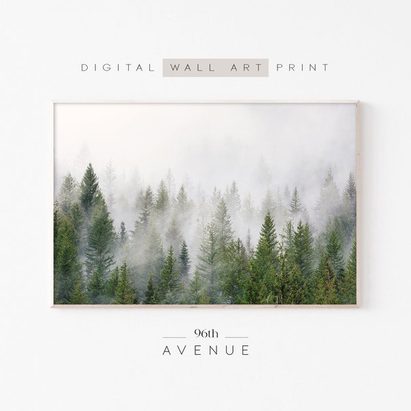 Forest Print | Foggy Nature Poster | Nordic Photography | Misty Forest Photo | Foggy Landscape | Printable Wall Art