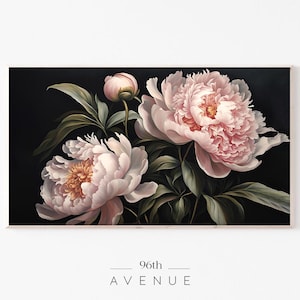 Moody Peony Frame TV Art Download | Vintage Valentine Flower | Floral Spring Dark Academia Digital Art For TV   #1124tv