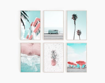 Beach Wall Art Prints Set of 6 Prints | California Wall Art