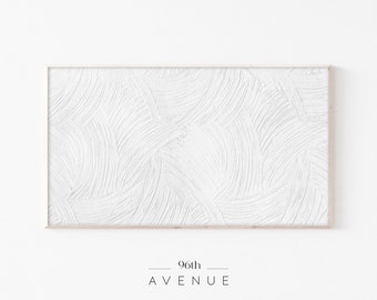 May include: A framed abstract art print with a white background and a textured pattern of white lines. The frame is a light wood color. The text "96th AVENUE" is printed below the frame.