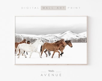 Winter Horses Wall Art | Horse Photography | Instant Download | Farmhouse Decor