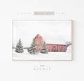 Winter Wall Art | Red Barn Print | Christmas Downloadable Prints
