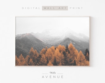 Rustic Autumn Mountain Landscape Printable Wall Art