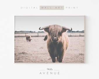 Highland Cow Print | Farm Nursery | Downloadable Art | Cow Printable | Photography Print | Highland Cow Art | Farm Animal Print