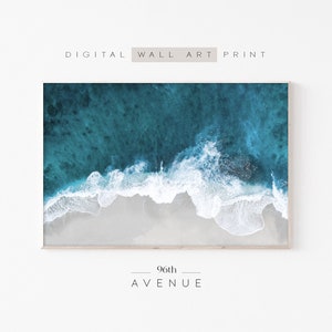 Ocean Waves Print | Aerial Beach Photography Printable Download