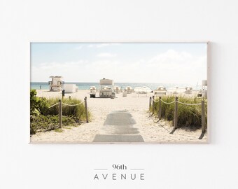 Arte para TV com Moldura | Arte Digital de Praia para TV