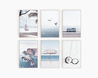 Coastal Wall Art Set Of 6 Prints | Nautical Nursery Art | Printable Beach Print Set