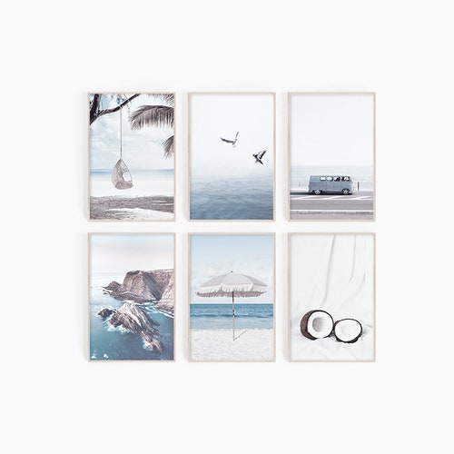 Coastal Wall Art Set of 6 Prints Nautical Nursery Art Etsy