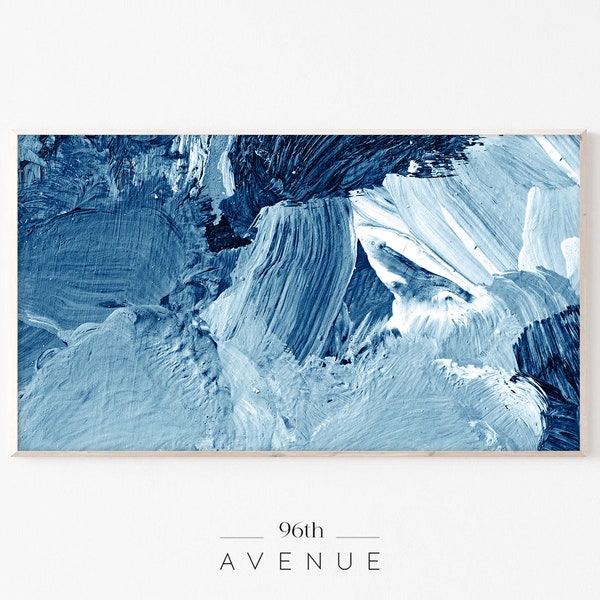 Painting Samsung Frame Tv Art | Abstract Wall Art | Blue Acrylic Painting | Blue Abstract Art For Frame Tv | Antique Oil Painting Download
