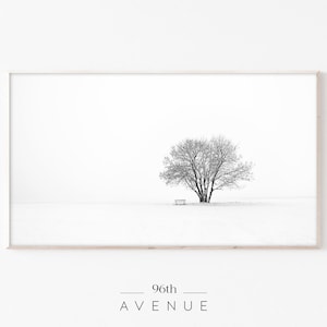 Samsung Frame TV Art | Minimalist Tree Landscape Digital Winter TV Art | Instant Download