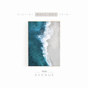Aerial Beach Print | Coastal Wall Art | Beach Photography | Ocean Wall Art | Digital Download