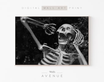 Halloween afdrukbare muurkunst | Halloween-skeletprint | Digitale download