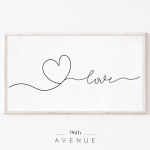 Samsung Frame TV Art Valentine | Love Digital Art For TV | Valentine&#39;s Day | Heart Line Art | Instant Download