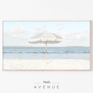 Samsung Frame Tv Art | Beach Umbrella Digital Art | Summer Frame TV Art | Ocean Tv Art | Coastal Frame Tv | Boho Beach Tv Cover