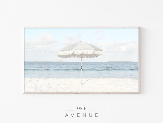 Samsung Frame Tv Art | Beach Umbrella Digital Art | Summer Frame TV Art | Ocean Tv Art | Coastal Frame Tv | Boho Beach Tv Cover