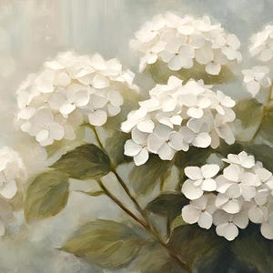 Vintage White Hydrangea Floral Wall Art Printable | Neutral Cottage ...