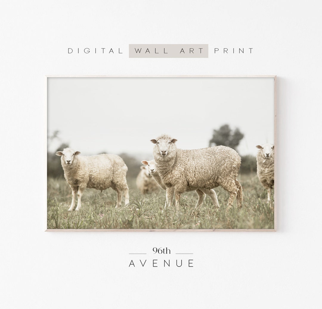Sheep Farmhouse Print | Printable Landscape Wall Art | Digital Download ...