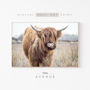 Highland Kuh Druck | Digitaler Download | Bauernhaus Dekor | Druckbare Wandkunst | Bauernhof Tierdruck