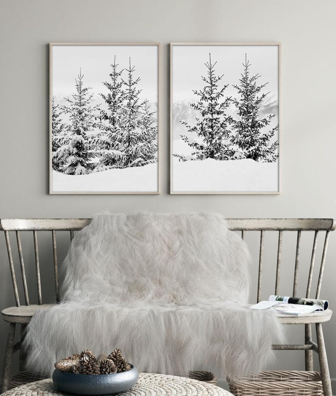 Winter Forest Print Set of 2 Digital Download | Printable Christmas ...