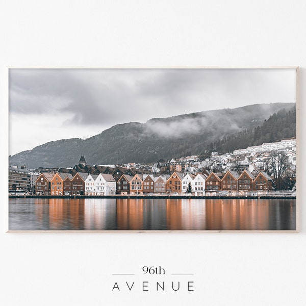 Samsung Frame TV Art | Norway City Landscape Digital TV Art | Instant Download