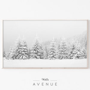 Christmas Frame Tv Art | Samsung Frame Tv Art |Snowy Trees Art |Winter Scene |Snowy Landscape Art |Snow Pine Trees | Winter Evergreen Forest