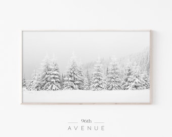 Christmas Frame Tv Art | Samsung Frame Tv Art |Snowy Trees Art |Winter Scene |Snowy Landscape Art |Snow Pine Trees | Winter Evergreen Forest