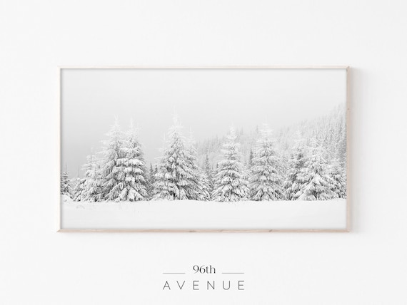 Christmas Frame Tv Art | Samsung Frame Tv Art |Snowy Trees Art |Winter Scene |Snowy Landscape Art |Snow Pine Trees | Winter Evergreen Forest