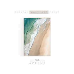 Aerial Beach Print | Coastal Wall Art | Sea Photography | Ocean Waves Print | Digital Download