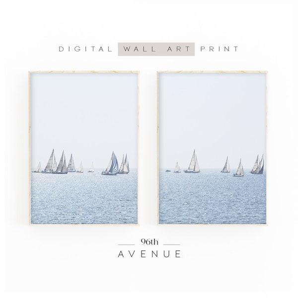 Sailboat Set Of 2 Prints | Nautical Wall Art | Downloadable Prints | Sailboat Print | Nautical Prints | Coastal Home Decor