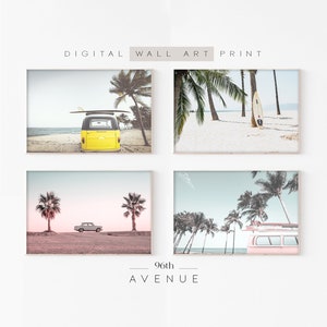 Surf Beach Set Of 4 Prints | California Beach Wall Art | Printable Summer Prints Download