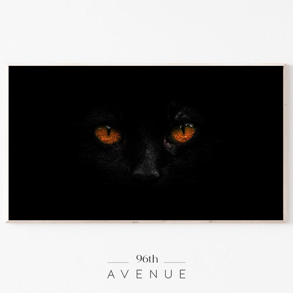 Halloween Frame Tv Art | Black Cat Eyes | Samsung Frame Tv Art | Instant Download