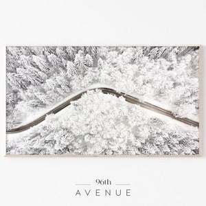 Samsung Frame TV Art | Winter Aerial Forest Digital Art For TV | Instant Download