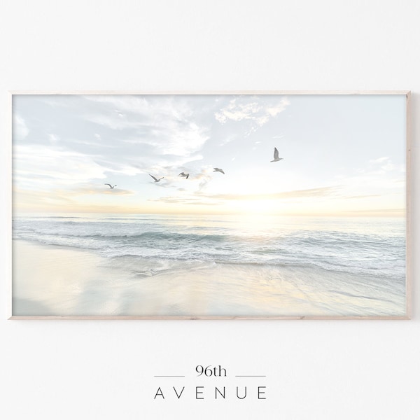 Samsung Frame Tv Art | Beach Sunset Art For Frame Tv | The Frame Art Tv | Coastal Art Tv | Beach Landscape Tv Art