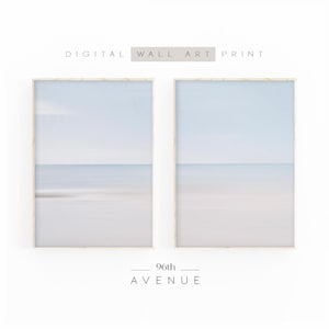 Zestaw 2 wydruków Ocean Landscape | Stonowana sztuka ścienna z motywem wybrzeża | Zestaw abstrakcyjnych wydruków Ocean Print Set | Pobieranie cyfrowe