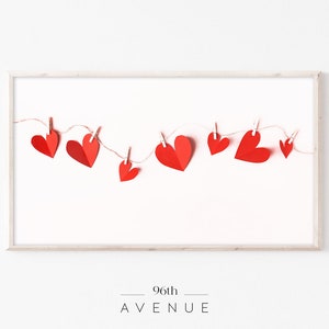 Samsung Frame TV Art Valentine | Hanging Hearts | Love Digital Art For TV | Valentine&#39;s Day | Instant Download