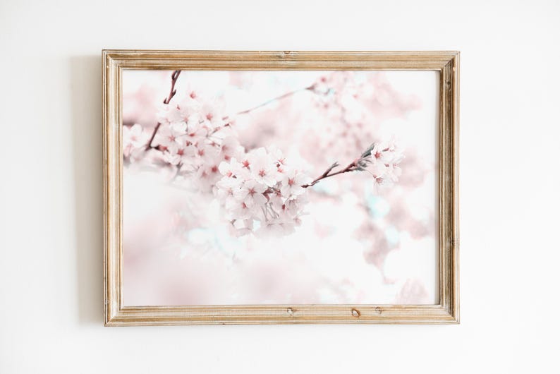 Cherry Blossom Printable Wall Art Download | Blooming Floral Tree Branch | Pastel Pink Spring Decor | Digital Sakura Print