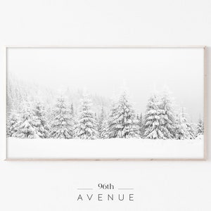 Samsung Frame TV Art Winter | Christmas Frame TV Art | Snowy  Forest Art For Frame TV | Instant Download