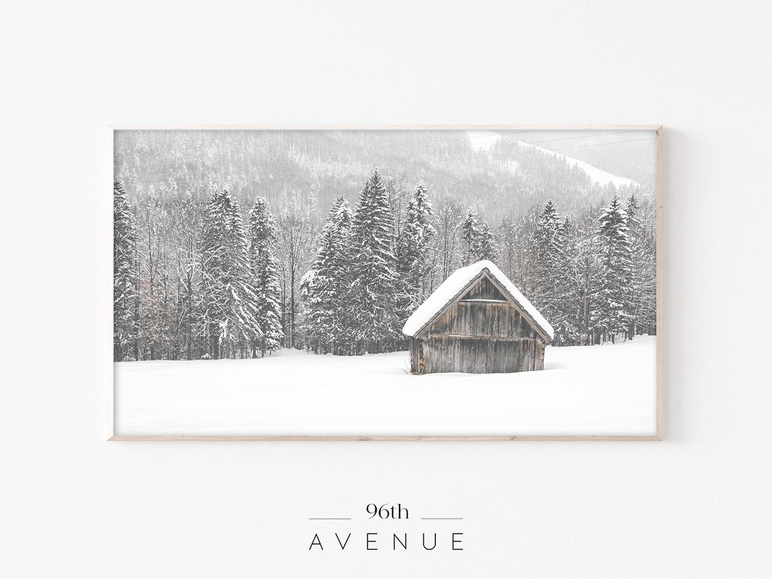Frame TV Art | Snow Cabin Landscape Digital Art For TV