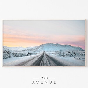 Samsung Frame TV Art | Winter Mountain Sunset Digital TV Art Download