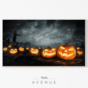 ハロウィーン Samsung フレーム テレビ アート | 怖いハロウィーン アート | ジャック・オー・ランタン | デジタル ダウンロード | 彫刻されたカボチャ | Samsung テレビ アート 4K